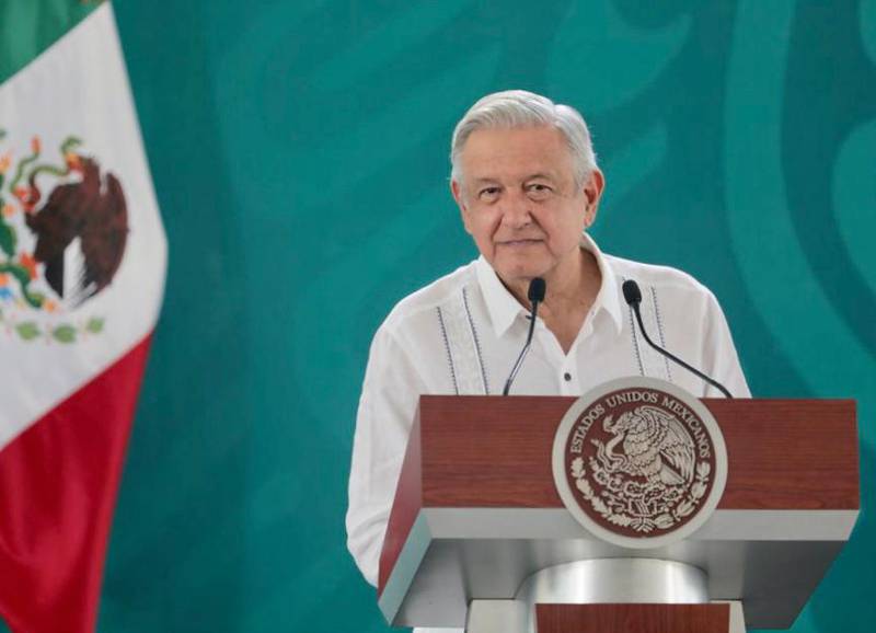El presidente Andrés Manuel López Obrador durante su conferencia en Campeche