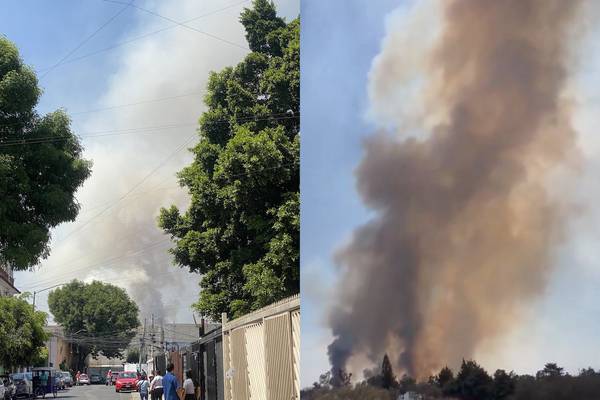 Fuerte incendio de pastizales alerta a habitantes de Naucalpan