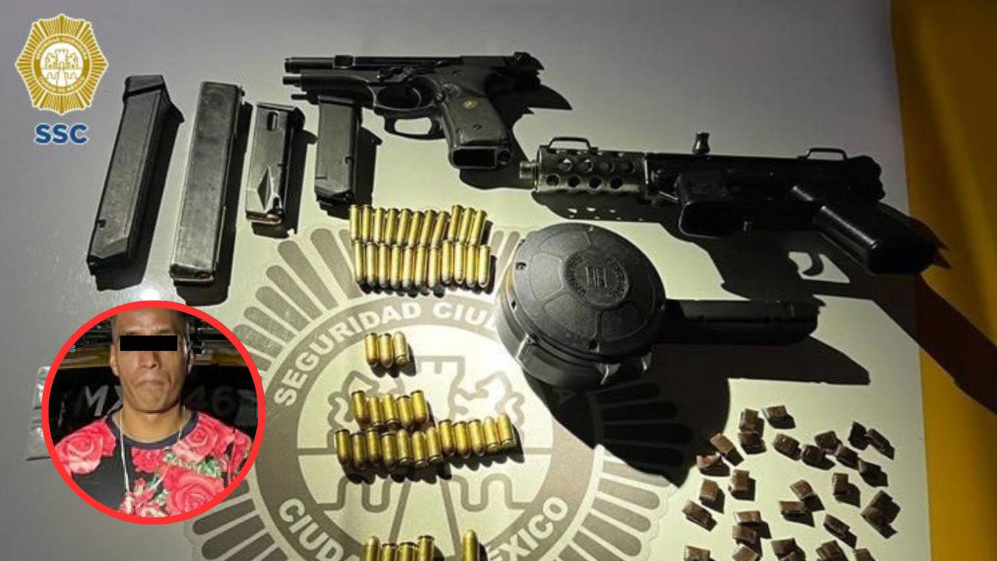 Hombre es detenido en Tlalpan y le descubren armas y droga escondida
