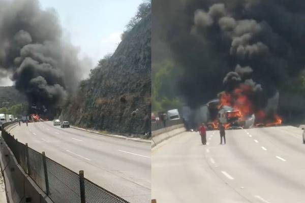 Autopista México-Querétaro queda bloqueada tras fuerte accidente