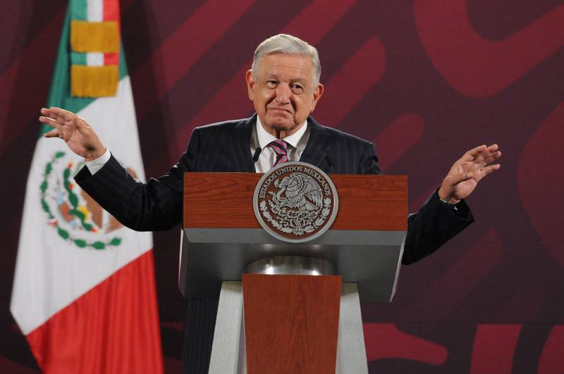 CIUDAD DE MÉXICO, 14JUNIO2023.- Andrés Manuel López Obrador, presidente de México, encabezó la conferencia mañanera de este miércoles donde habló sobre los proyectos hidricos durante su gobierno. FOTO: DANIEL AUGUSTO /CUARTOSCURO.COM