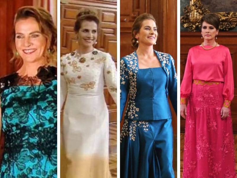 Vestidos de Beatriz Gutiérrez Müller durante la celebración del Grito de Independencia de 2019 a 2022