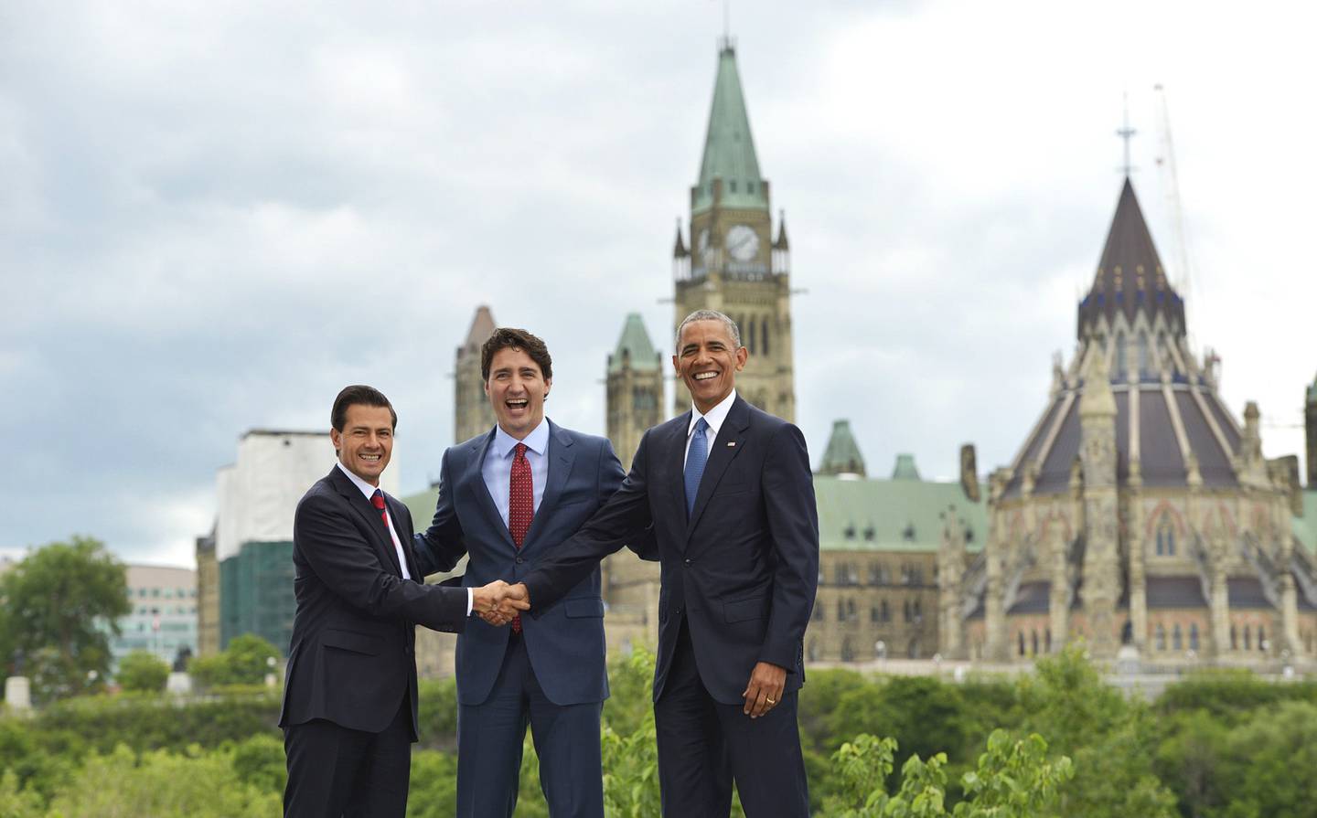 Ottawa, Canada, June 29, 2016.  Mexico'S President Enrique Peña Nieto Poses For A Family Photo With Canadian Prime Minister Justin Trudeau And United States President Barack Obama.  Outline Of The North American Leaders' Summit (Clan), Which Takes Place In The City.  Photo: Presidency /Cuartoscuro.com