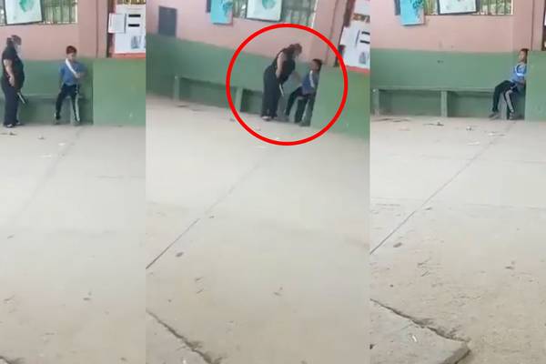 Graban a maestra golpeando a alumno de primaria