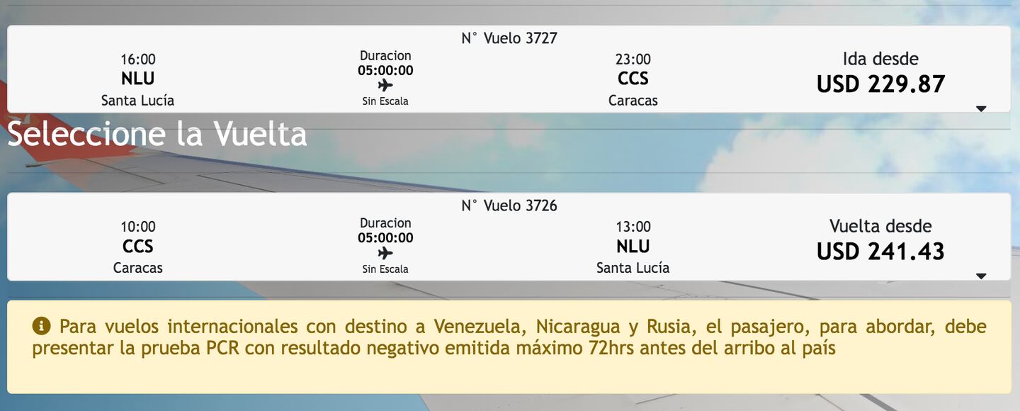Así se ve el itinerario del vuelo de Coviansa a Santa Lucía