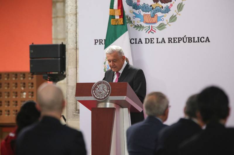 El presidente López Obrador durante la presentación de su informe a tres años de haber obtenido el triunfo en las urnas