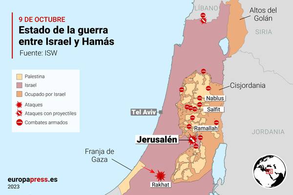 Mapas del estado de la guerra entre Israel y Hamás