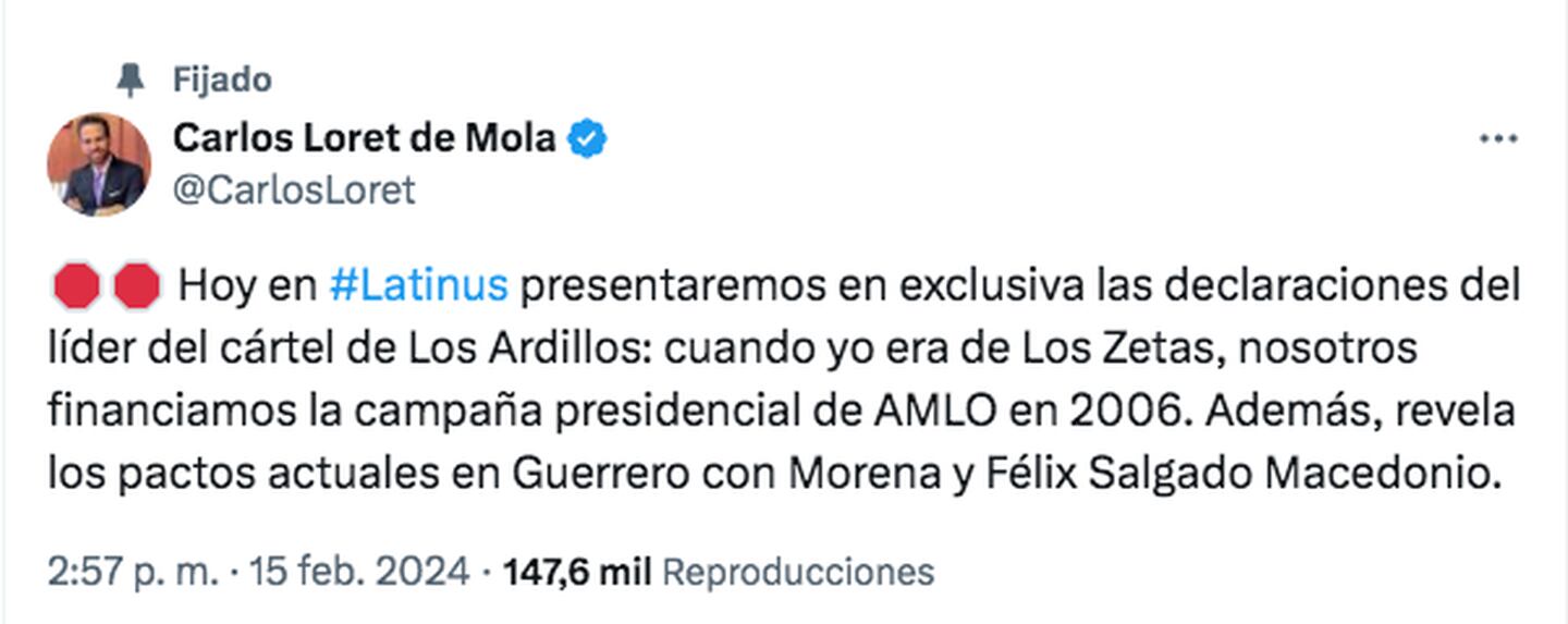Carlos Loret de Mola presenta declaración de Los Ardillos contra AMLO