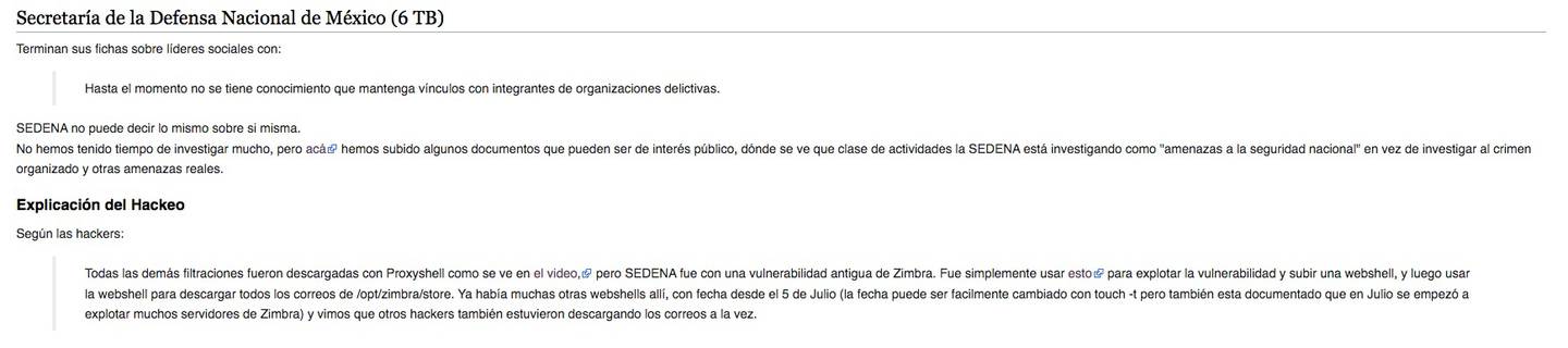 Archivo de la Sedena presuntamente filtrados por Guacamaya.