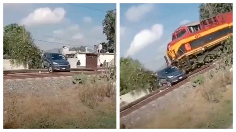 Video: Tren arrolla a camioneta que quedó atascada en las vías en Tula
