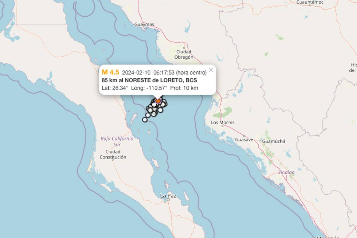 Enjambres sísmicos en Baja California Sur.