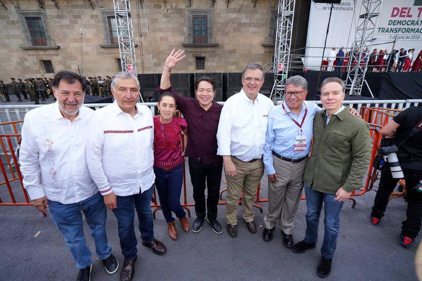 Las "corcholatas" se dieron cita en el festejo por el quito aniversario del triunfo electoral de Morena.