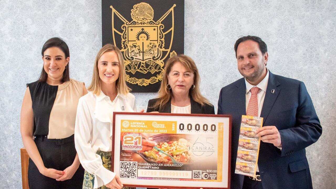 Develaron el billete del sorteo mayor No. 3891, alusivo al Garbanzo en Amarillo, platillo típico del estado de Querétaro. (Cortesía)
