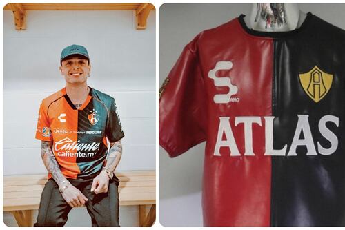 La camiseta más valiosa: Peso Pluma presume jersey del Atlas con oro de 14 quilates