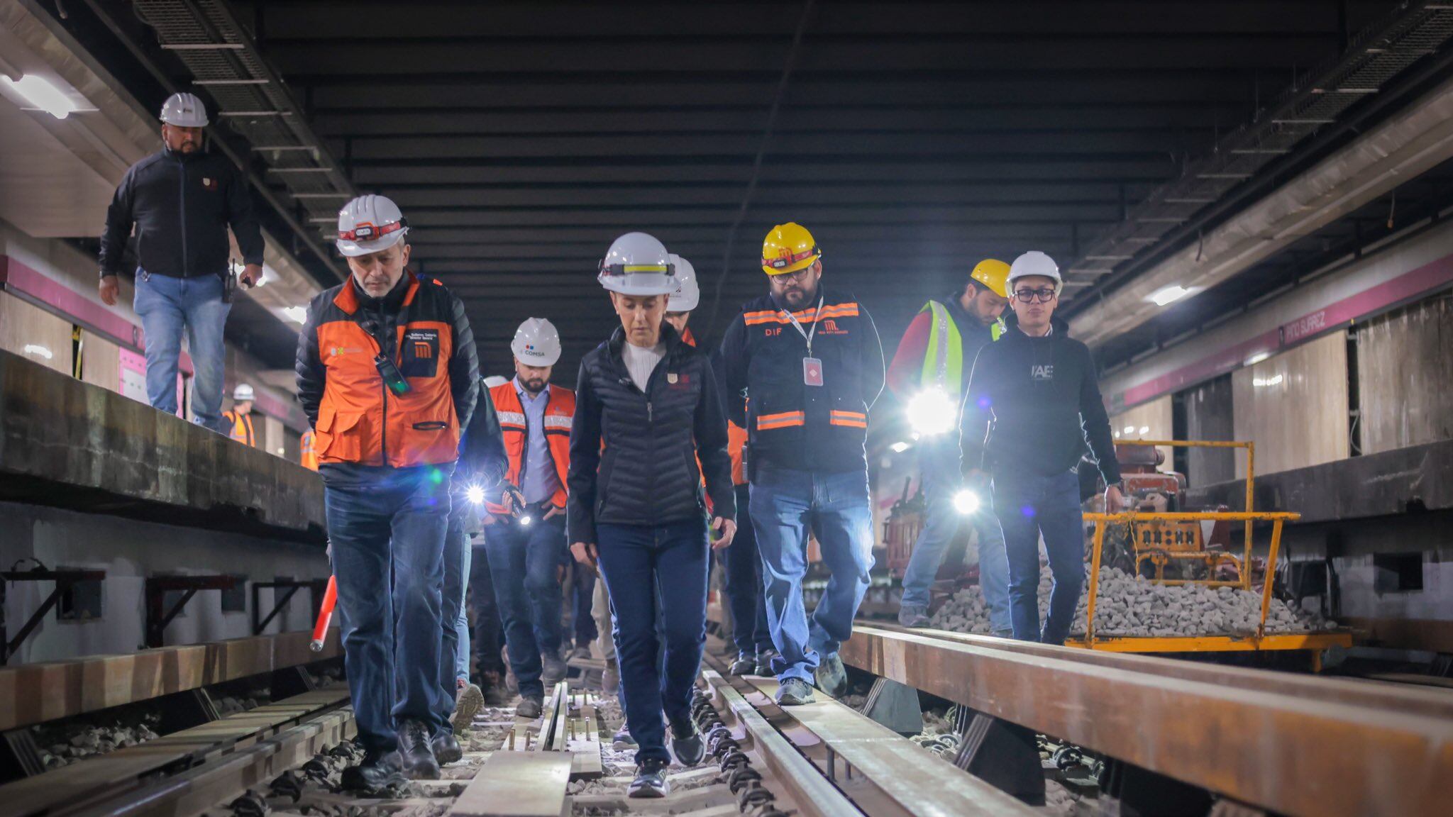 LA jefa de Gobierno de la CDMX supervisa las obras de la Nueva L1 del Metro.