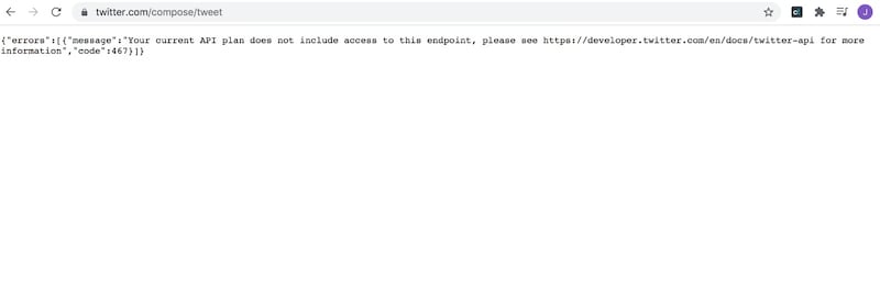 Imagen del error que se le presentó a algunos usuarios de la red social. (Especial)