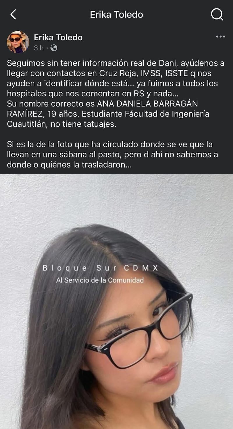 Daniela Barragán está desaparecida