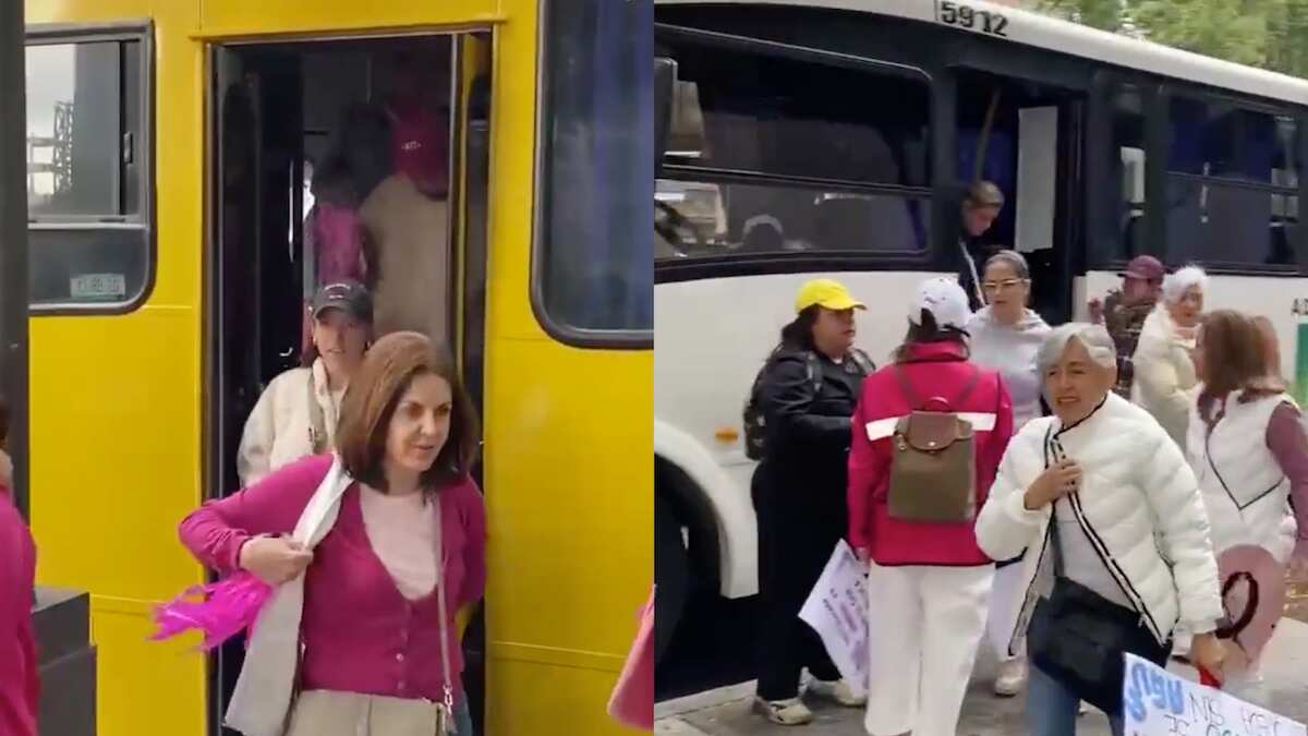 Los asistentes llegaron al Zócalo en camiones. (Especial)