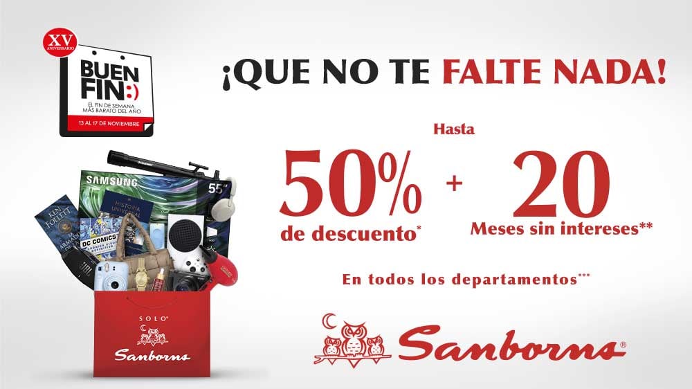 sanborns, buen fin. ofertas, meses sin intereses, promociones