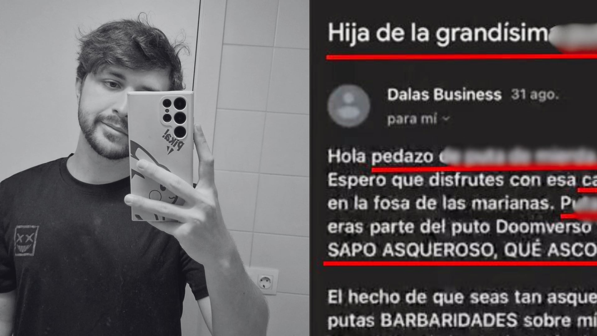 La amenaza surge tras un video de crítica de BrujaNumi hacia Dalas Review, quien reaccionó con un mensaje lleno de insultos y agresiones verbales.