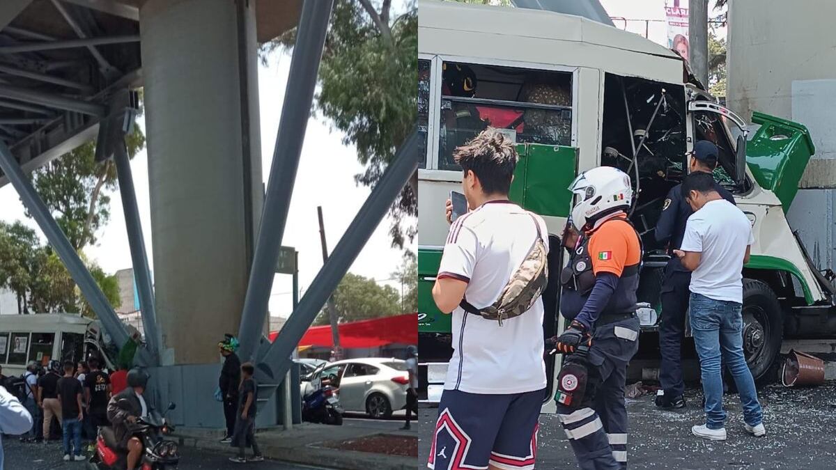 Tláhuac: Microbús choca contra columna de la Línea 12 del Metro; hay varios lesionados