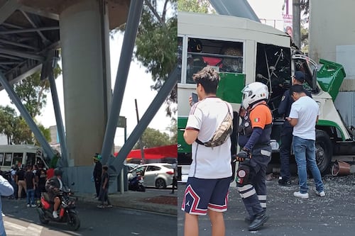 Microbús choca contra columna de la Línea 12 del Metro en avenida Tláhuac; hay 10 lesionados