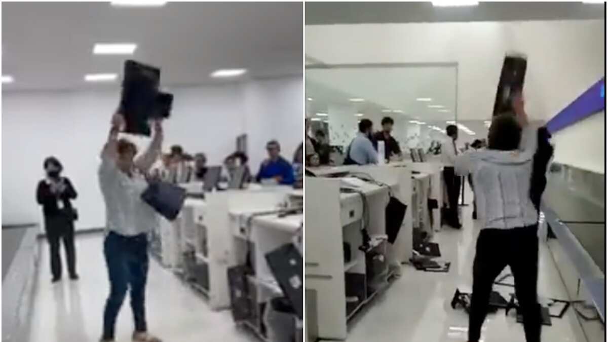 La mujer destruyó los monitores de cuatro computadoras. (Especial)