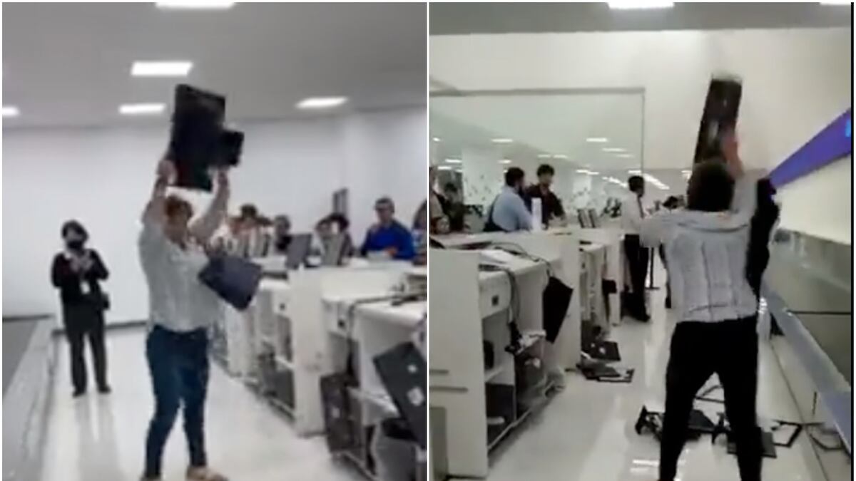 La mujer destruyó los monitores de cuatro computadoras. (Especial)