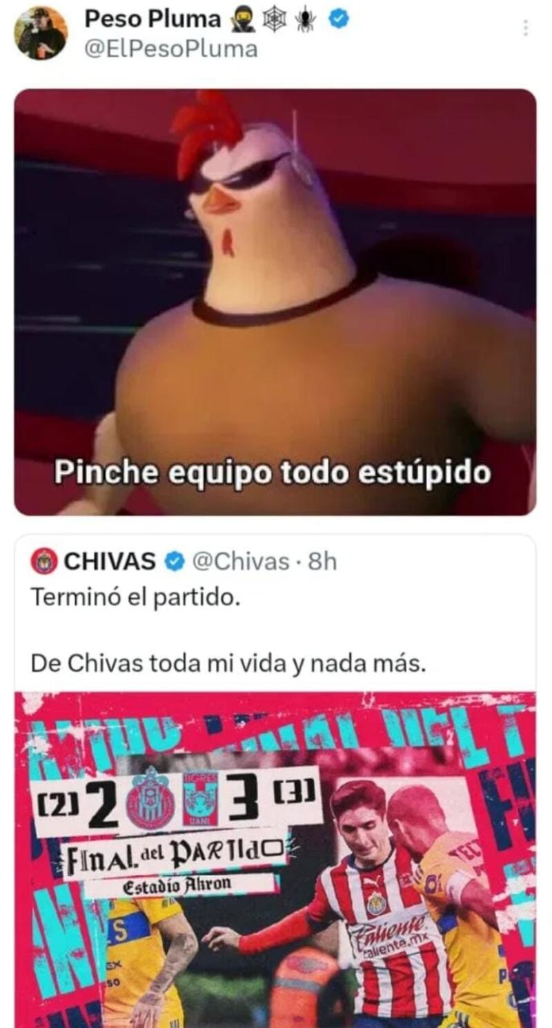 Peso Pluma hizo polémica publicación sobre Chivas.