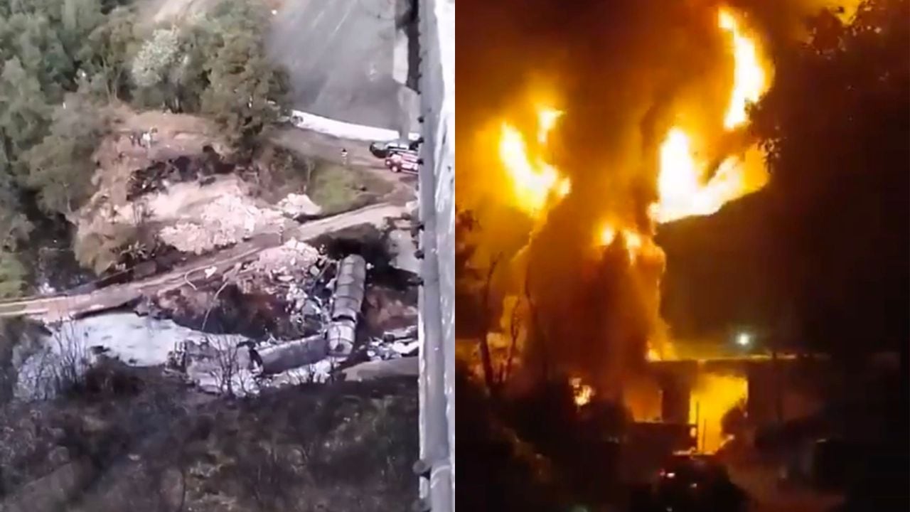 Pipa explota en la autopista México-Tuxpan