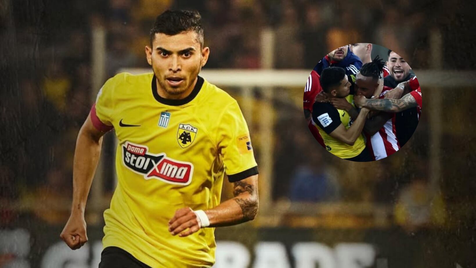 Orbelín Pineda fue agredido en el futbol de Grecia.