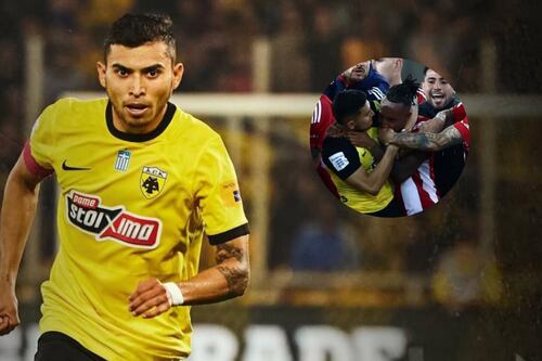 VIDEO: Ahorcan a Orbelín Pineda en brutal pelea entre jugadores del AEK y Olympiacos