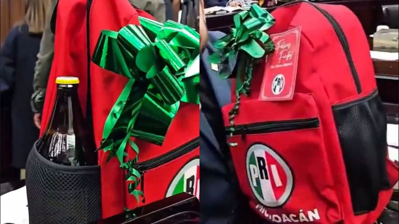 Cervezas en mochilas del PRI