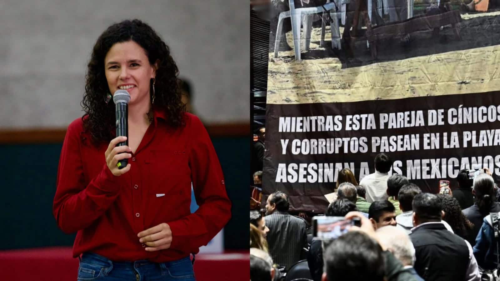 El PRI llevó la confrontación política a la tribuna al exhibir una lona con imágenes de figuras de Morena en vacaciones