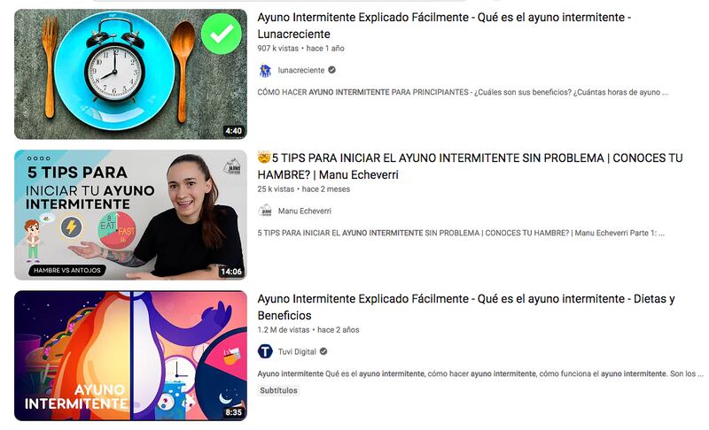 En YouTube se pueden ver tutoriales de estas dietas (YouTube)