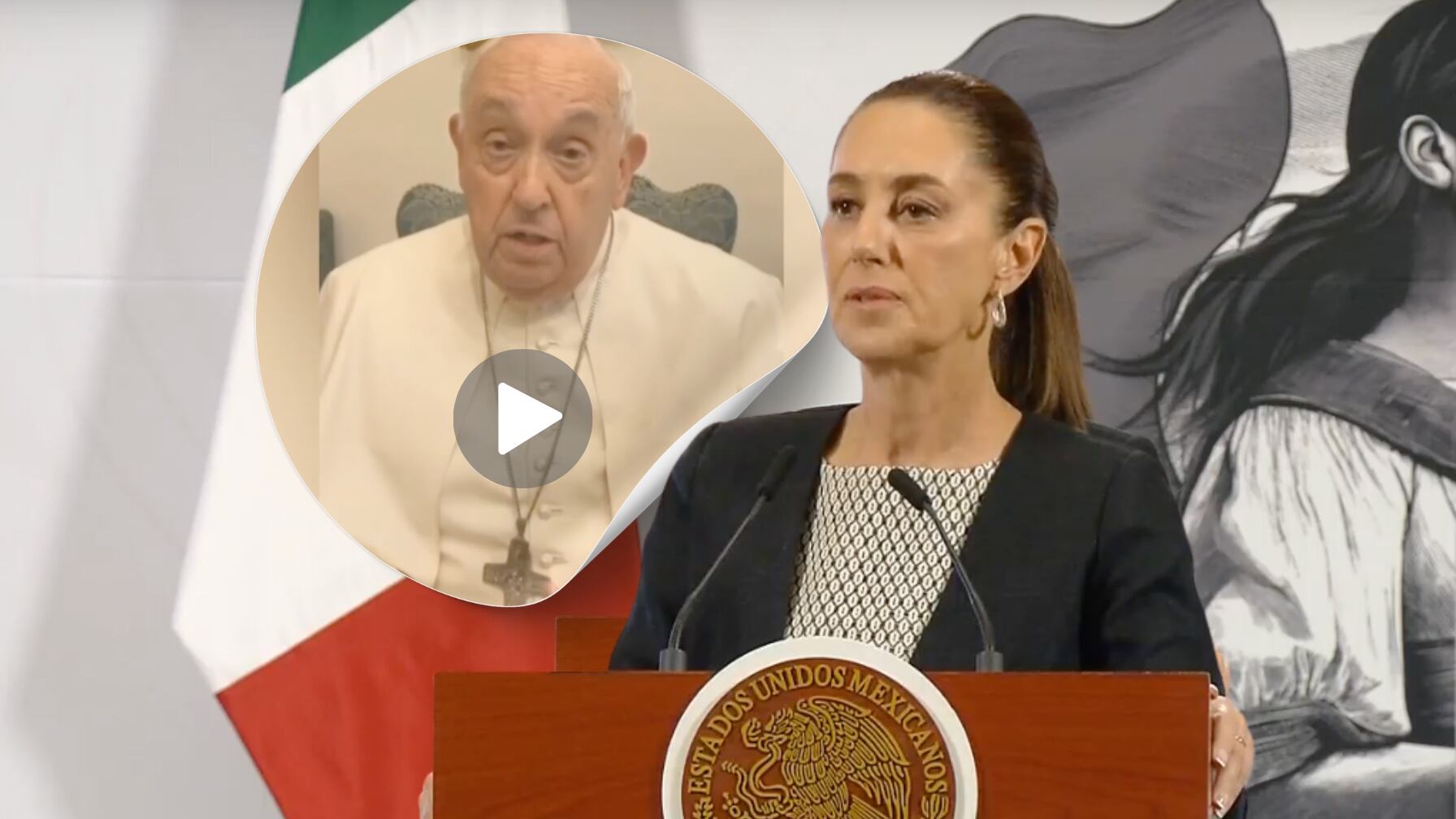 Claudia Sheinbaum mostró un video inédito del papa Francisco durante su conferencia matutina.