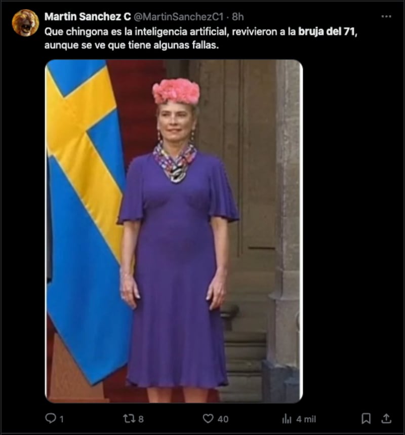 Comparan en redes a Beatriz Gutiérrez Müller con ‘La Bruja del 71’ tras visita de los reyes de Suecia