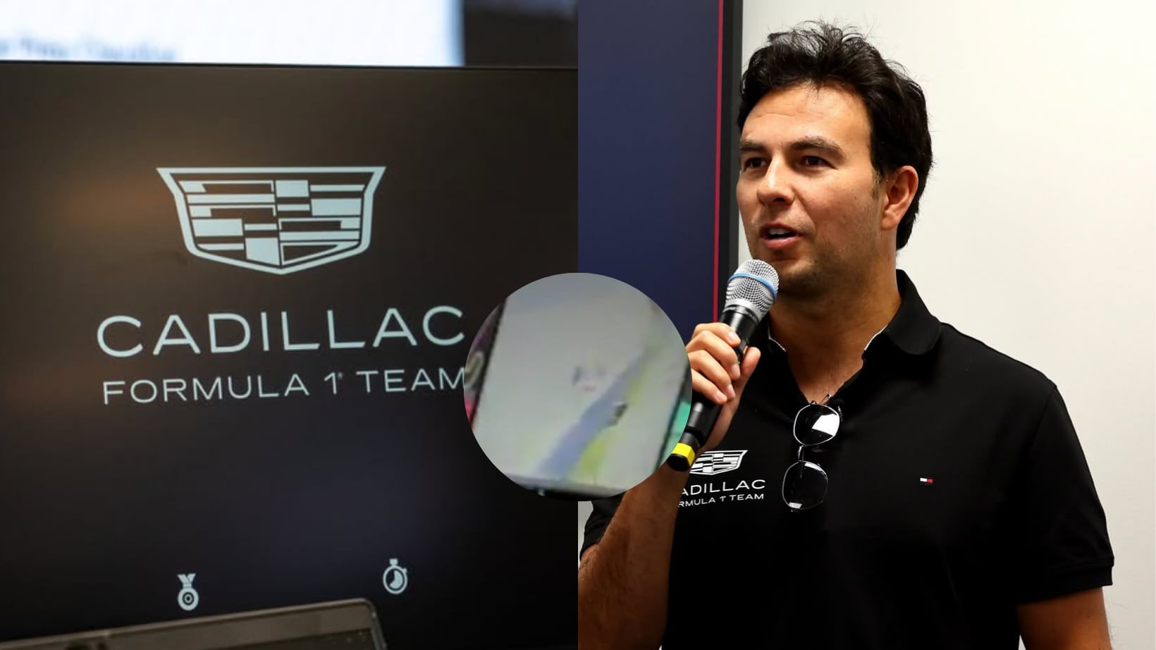 Checo Pérez se estampó en su primer día conduciendo con Cadillac.