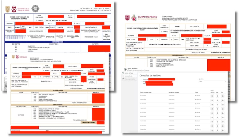 Algunas contraseñas permiten acceso directo al portal de Capital Humano de la CDMX con descargas XML y ZIP.