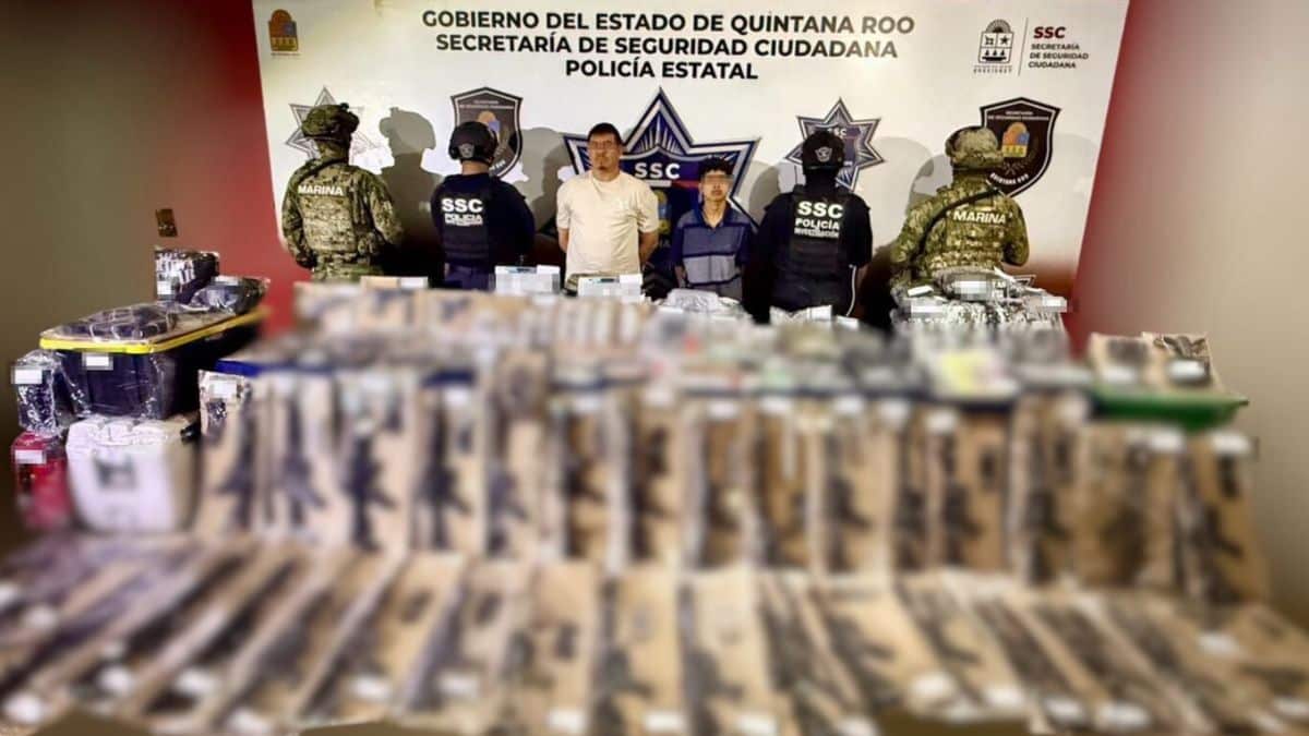 SSC Quintana Roo realiza histórico aseguramiento de armamento; detiene a dos personas en Zona Norte