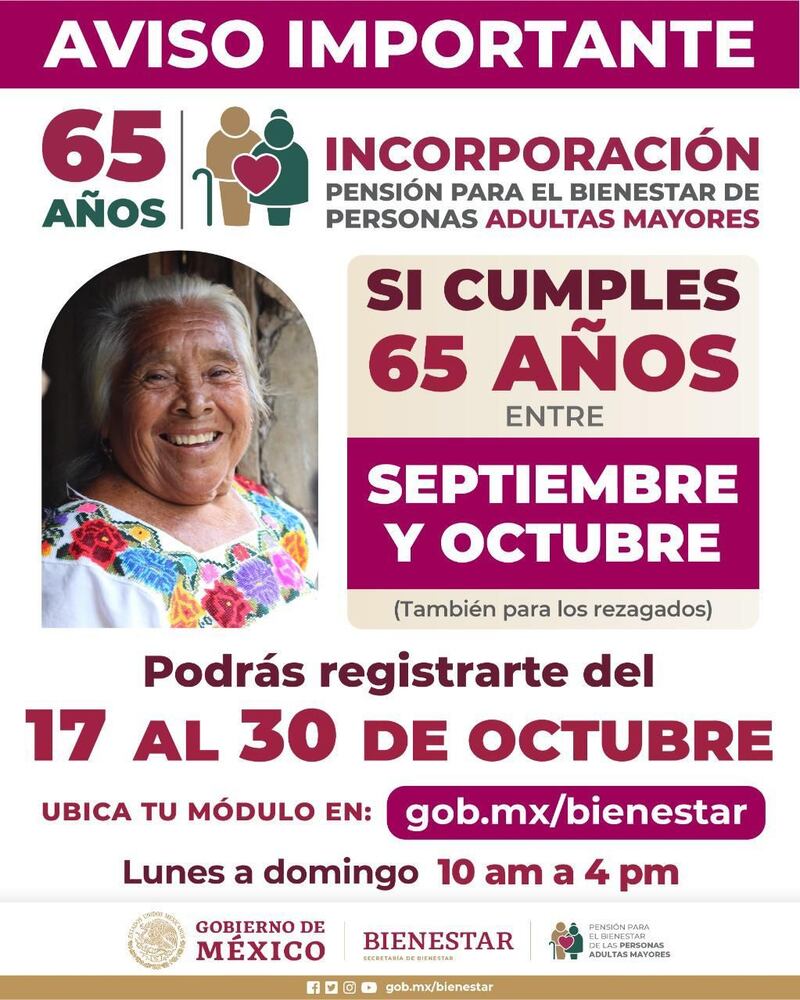 Pensión del Bienestar para adultos mayores
