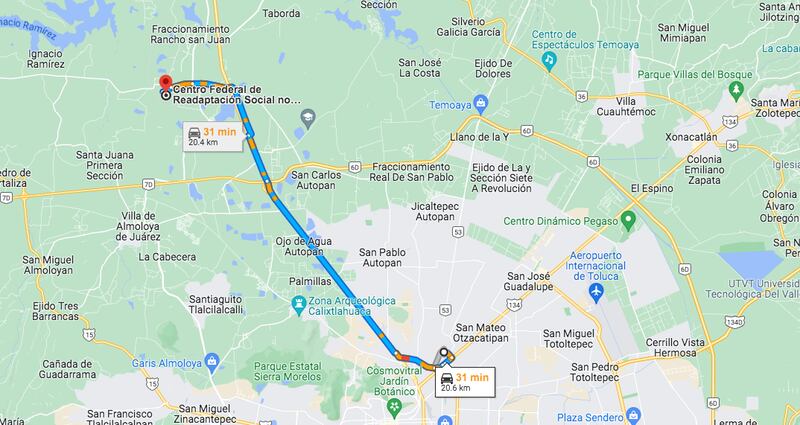 Traslado de El Güero Palma de El Altiplano a un hospital de especialidad en Toluca.