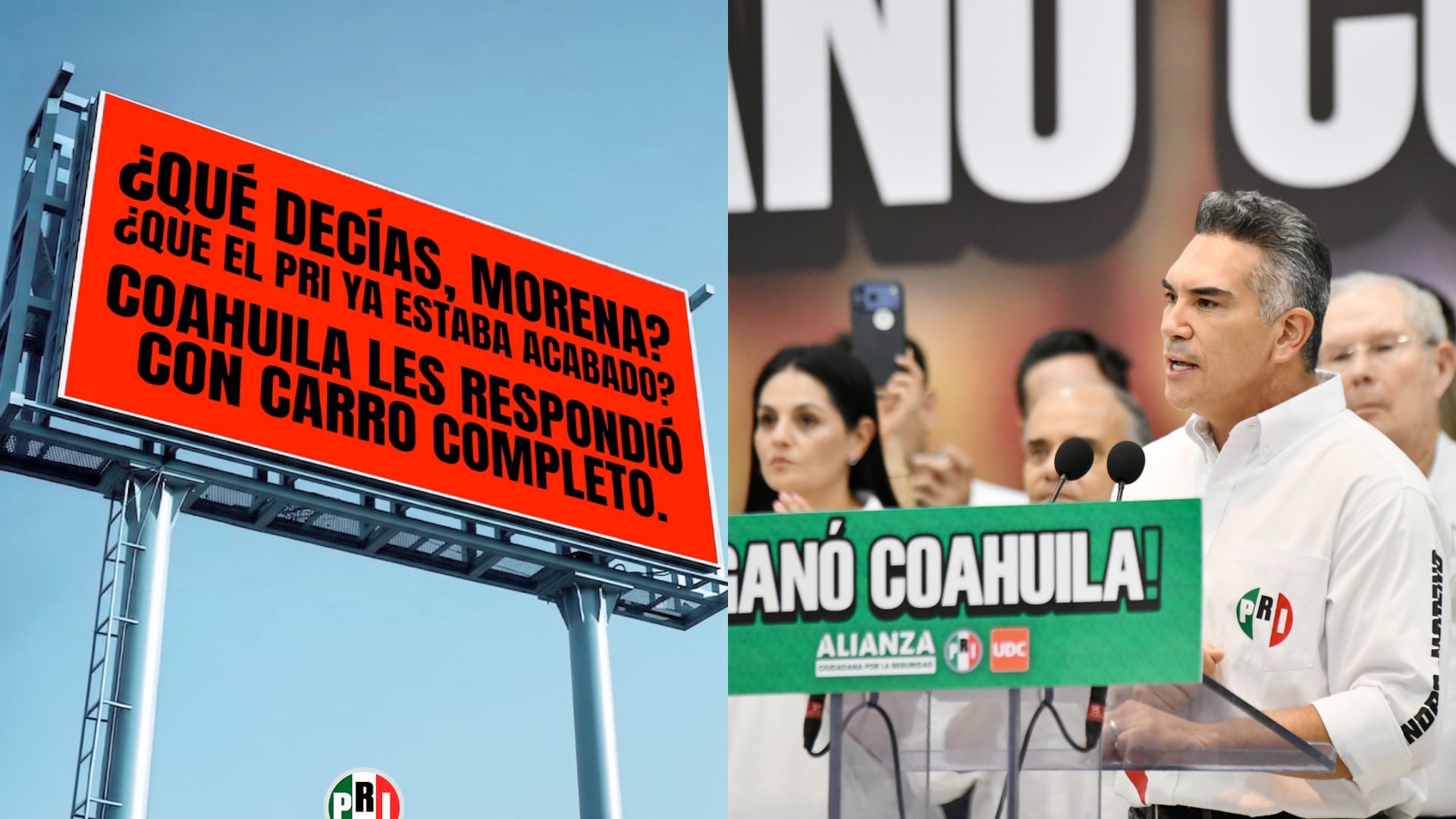 Alejandro Moreno celebró el triunfo total del PRI en Coahuila, mientras las cuentas oficiales del partido aprovecharon para lanzar mensajes irónicos contra Morena.