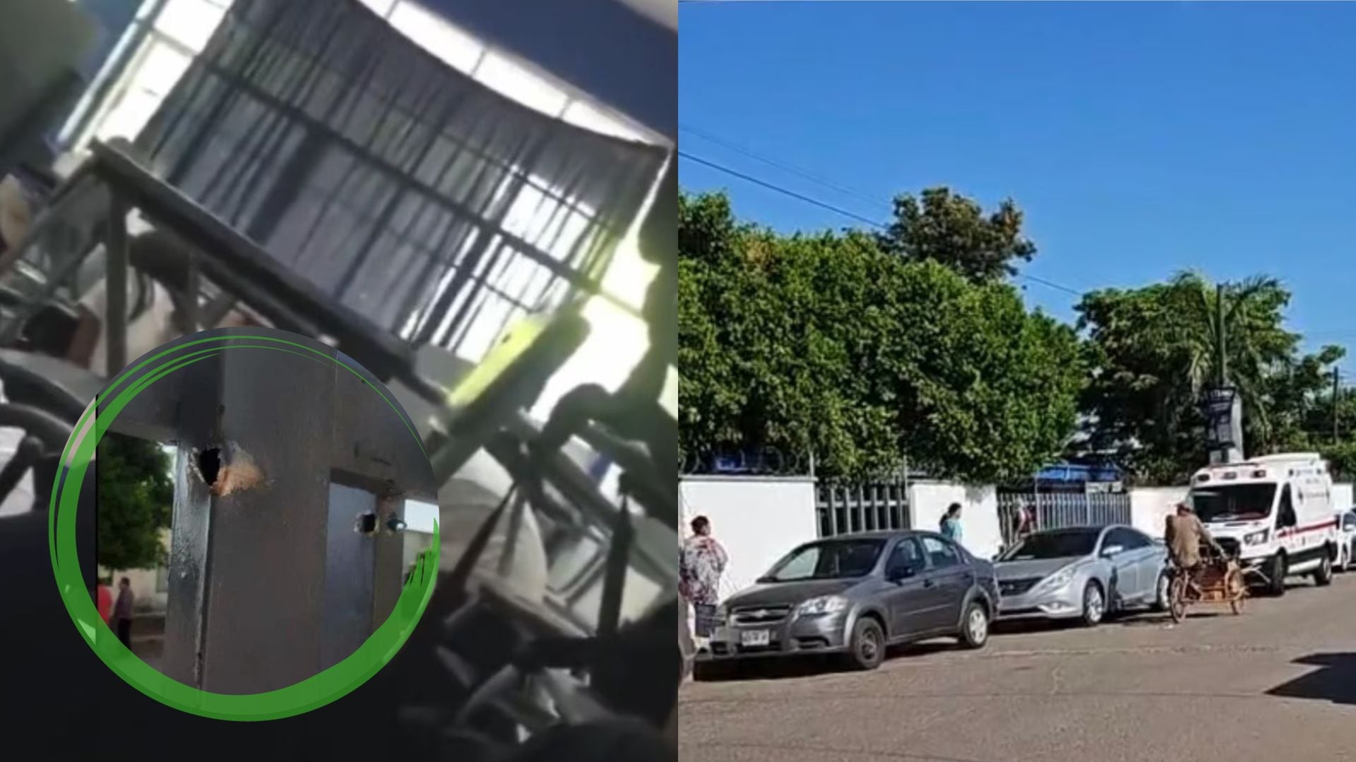 Tanto la fachada de la preparatoria como otros autos que se encontraban estacionados en la zona resultaron dañados.