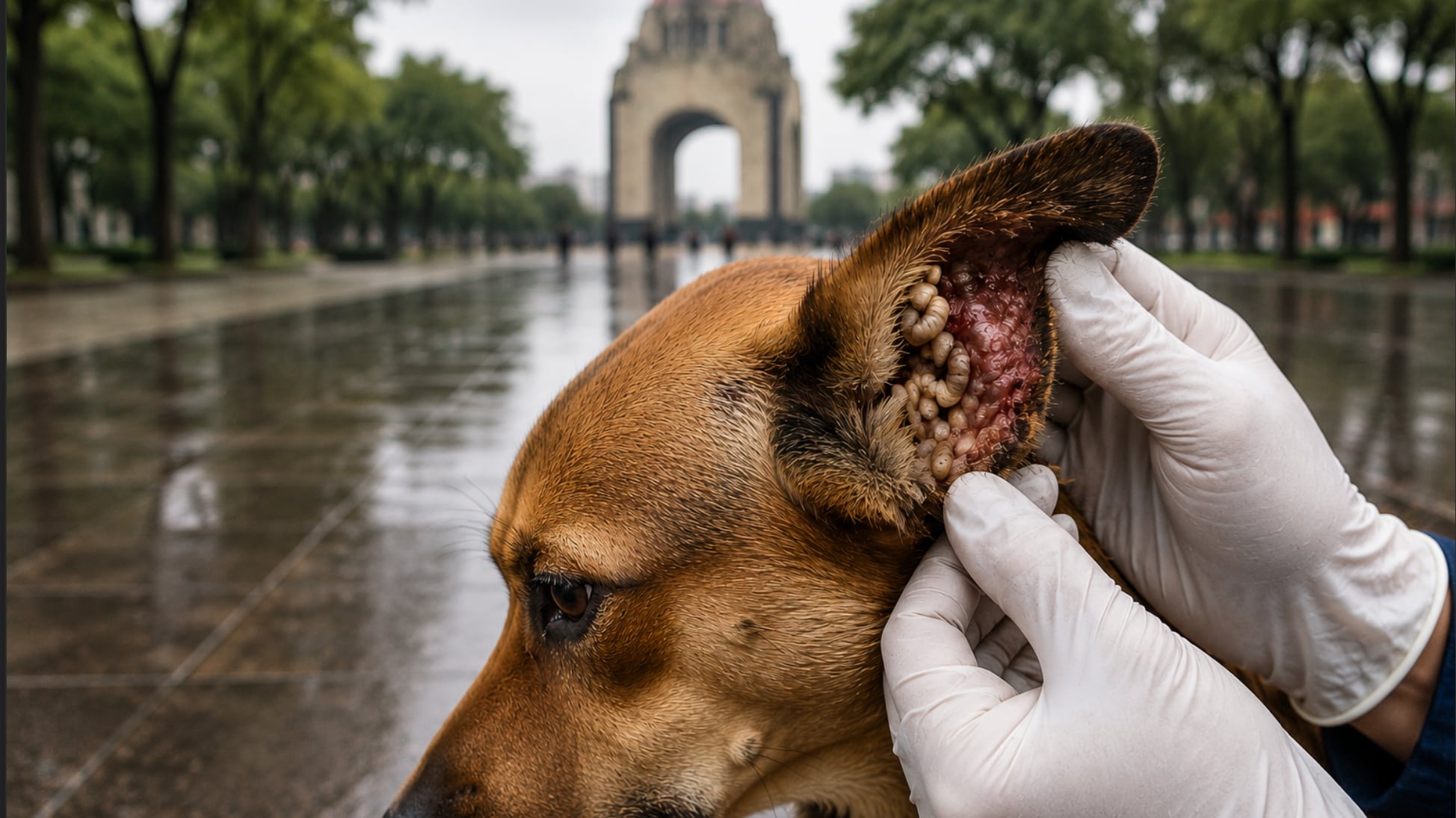 Gusano barrenador en perro de la CDMX