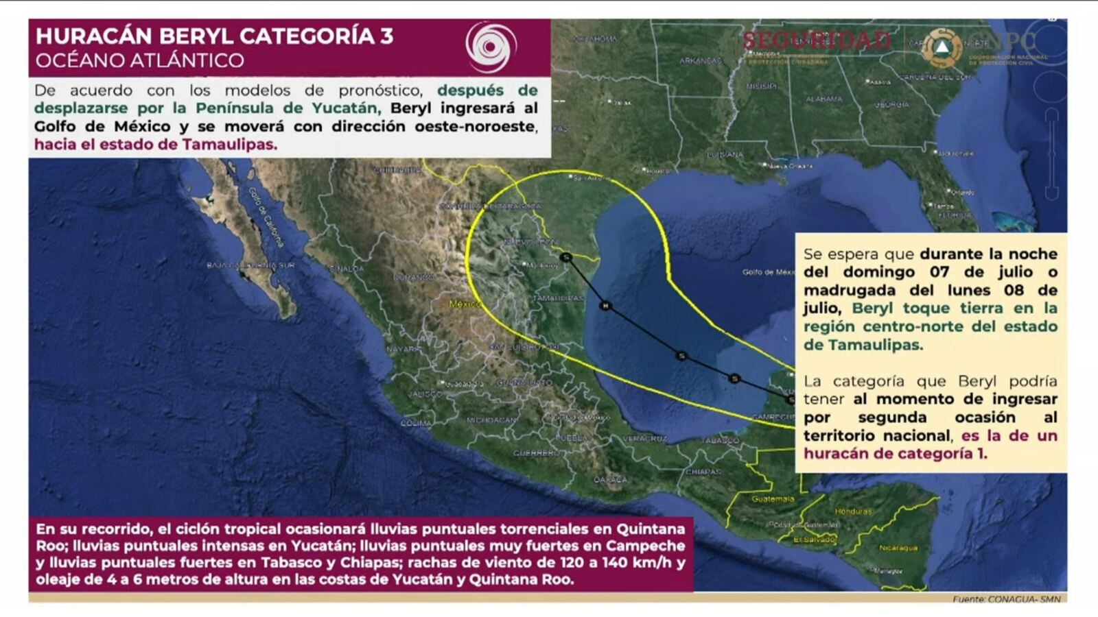 Huracán Beryl Protección Civil