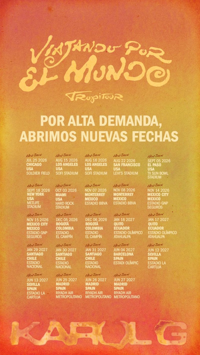 Fechas nuevas en el tour de Karol G
