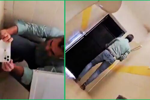 Exhiben a sujeto que grababa a mujer en el baño de famosa plaza comercial