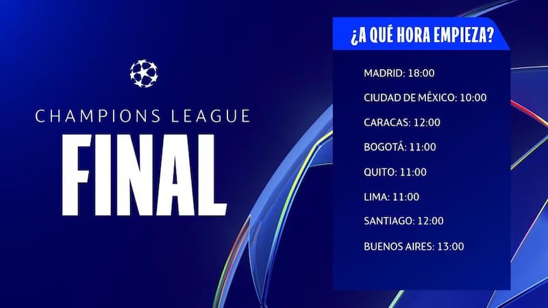 La final de la Champions League cambia de horario. Hora en España, Colombia, México, Argentina, Venezuela, Ecuador, Perú, Chile