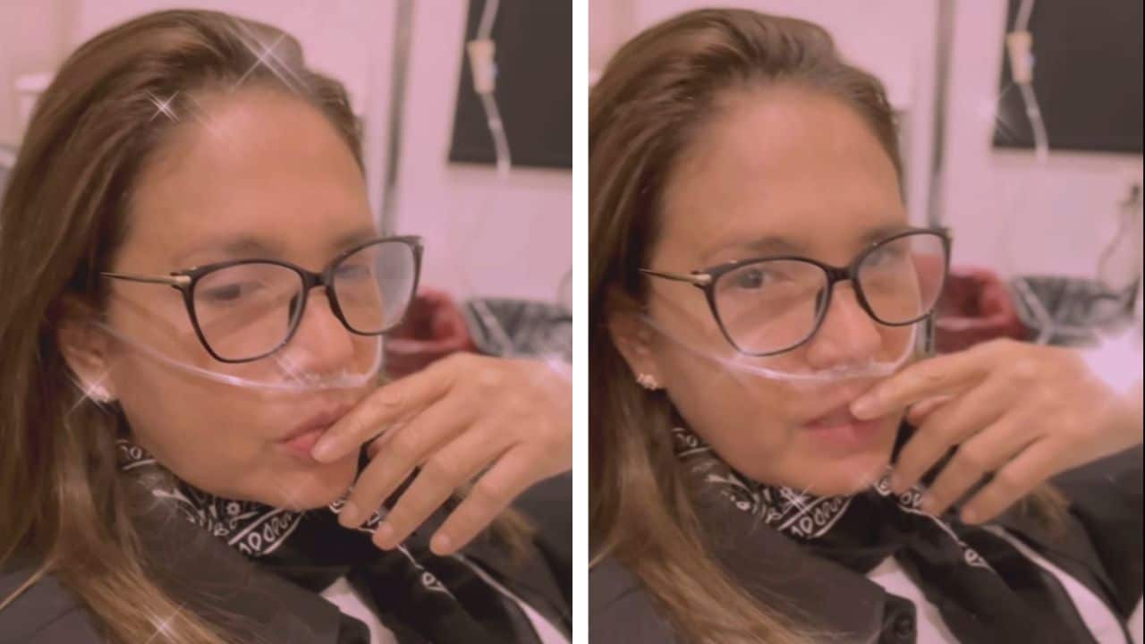 Yolanda Andrade reaparece con un tanque de oxígeno